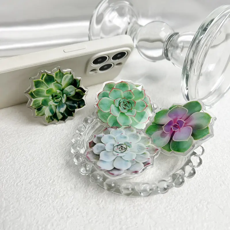 Succulent plant phone stand Foldable lazy stand socket phone Grip Universal For Apple and Samsung Desk stand
