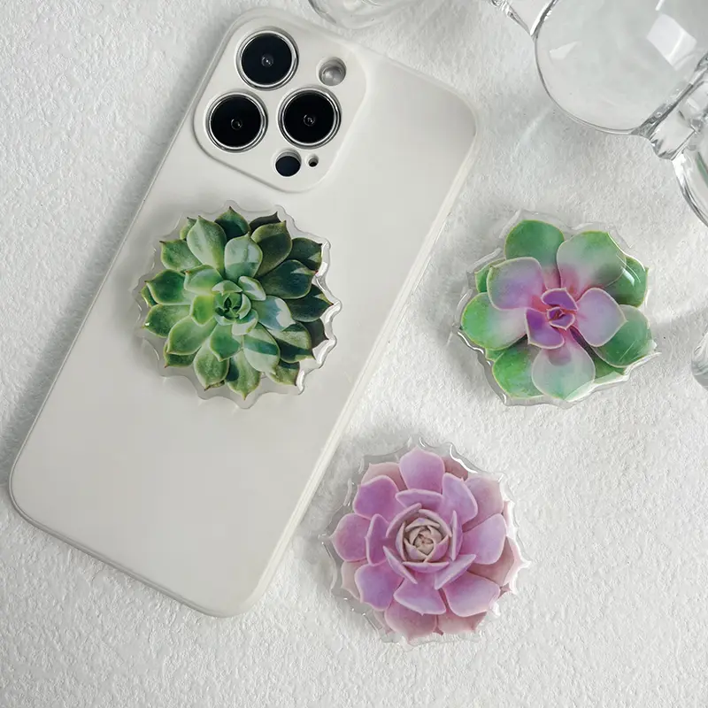 Succulent plant phone stand Foldable lazy stand socket phone Grip Universal For Apple and Samsung Desk stand