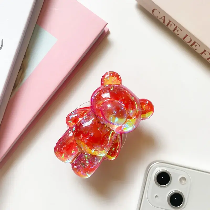 Korea Glitter Bear Griptok Grip Tok Socket Pocket Stand Cute Cartoon Cell Phone Holder Bracket Universal Cute Finger Ring holder