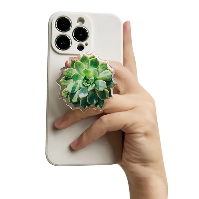 Succulent plant phone stand Foldable lazy stand socket phone Grip Universal For Apple and Samsung Desk stand
