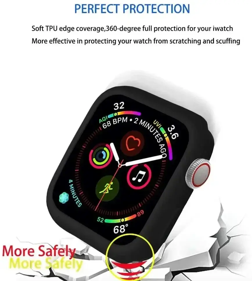 Silicone Cover For Apple Watch Case 10 42mm 46mm 44mm 40mm 45mm 41mm Accessories Bumper Shell Protector iWatch series SE 6 7 8 9
