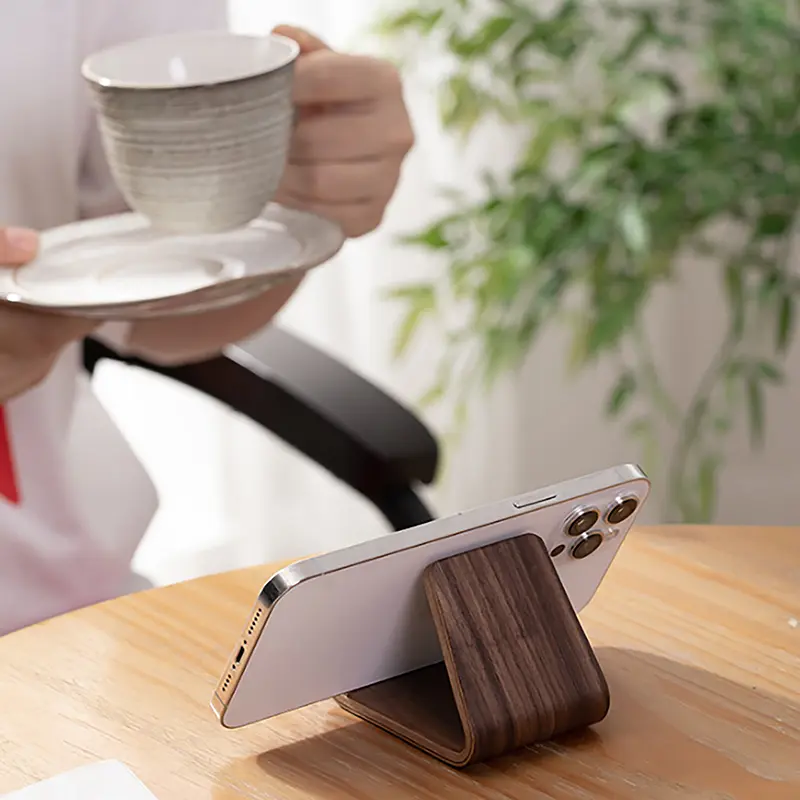 Multifunctional Solid Wood Phone Holder Front Desk Business Card Display Rack Creative Home Office Desktop Decoration