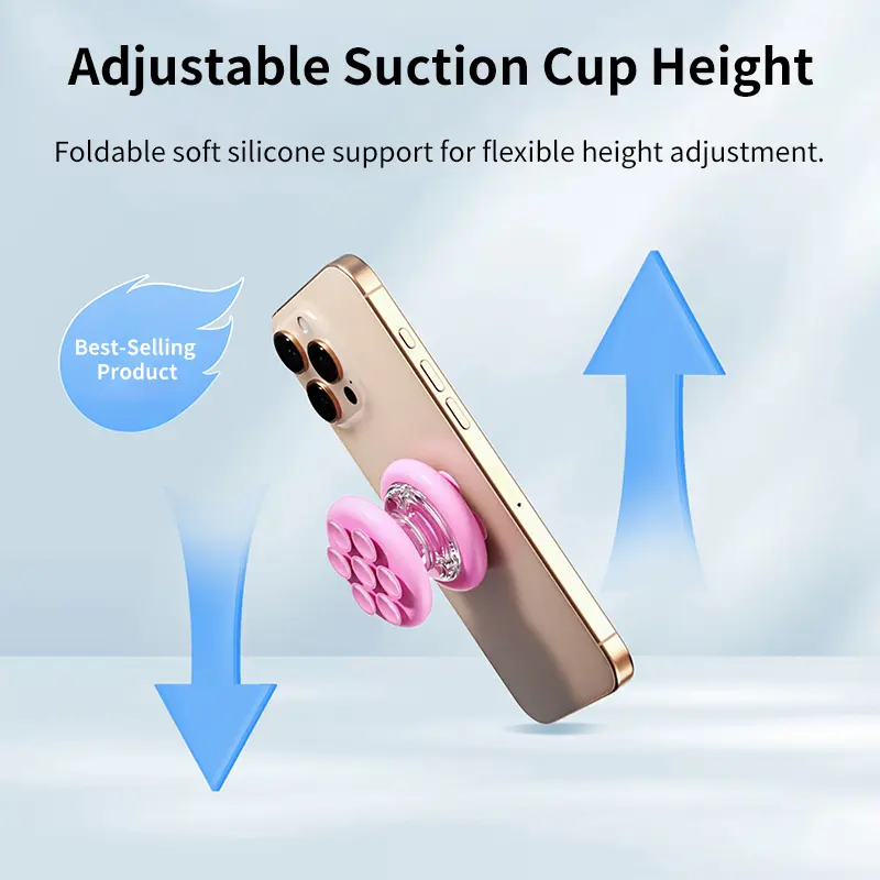 Double Side Silicone Suction Cup Folding Finger Griptok Phone Holder for IPhone 16 Support Socket Pocket Grip Tok Stand Bracket