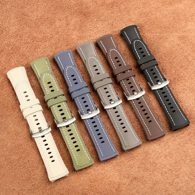 Leather Silicone Strap for Huawei Watch 5 46mm 42mm Band Soft Rubber Wristband for Huawei Watch 5 46mm 42mm Smart Watch Bracelet