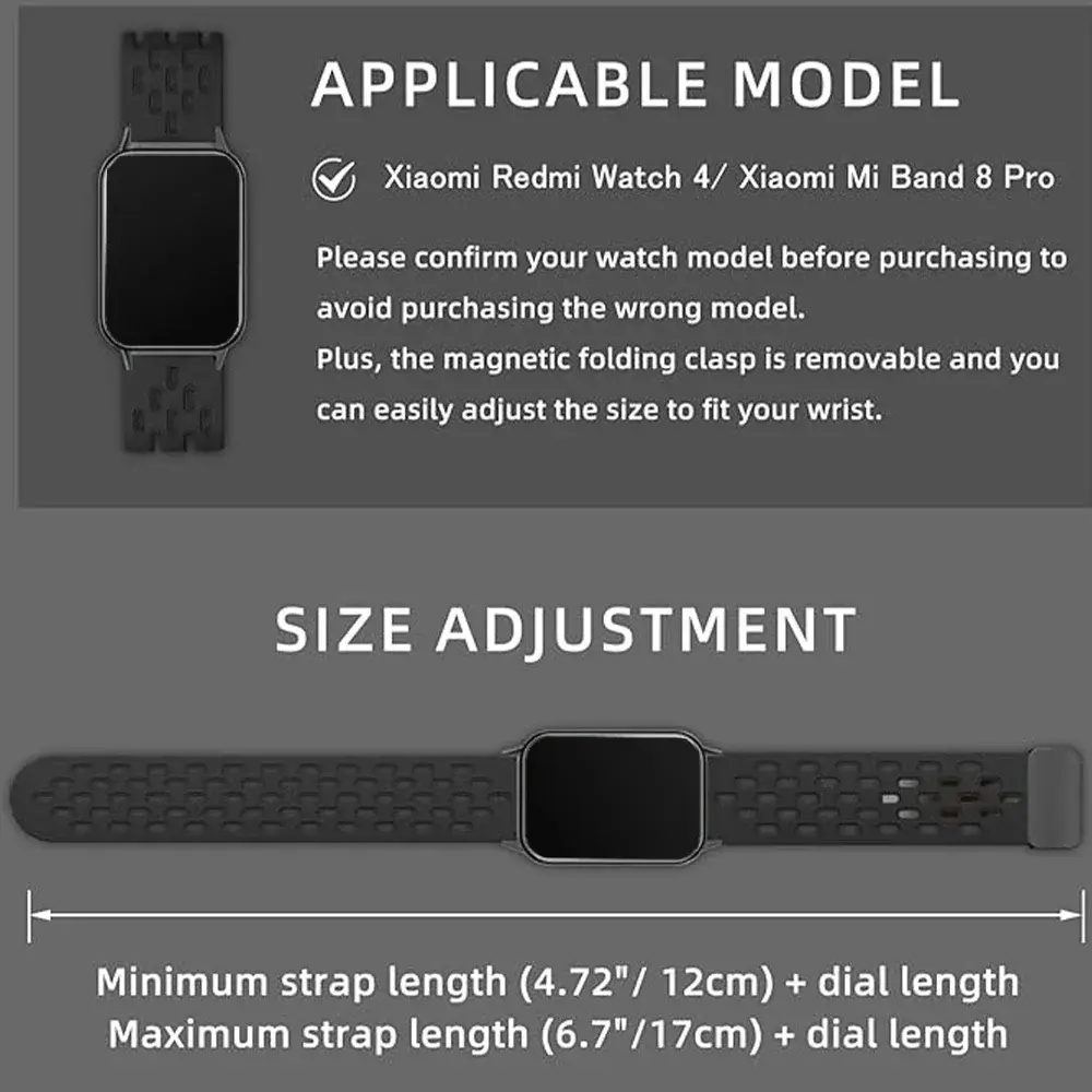 Silicone Strap for Redmi Watch 4/5 8/9Pro Magnetic Buckle Sport Band for Mi band 8 pro/9 pro Correa 20/22mm Breathable Bracelets
