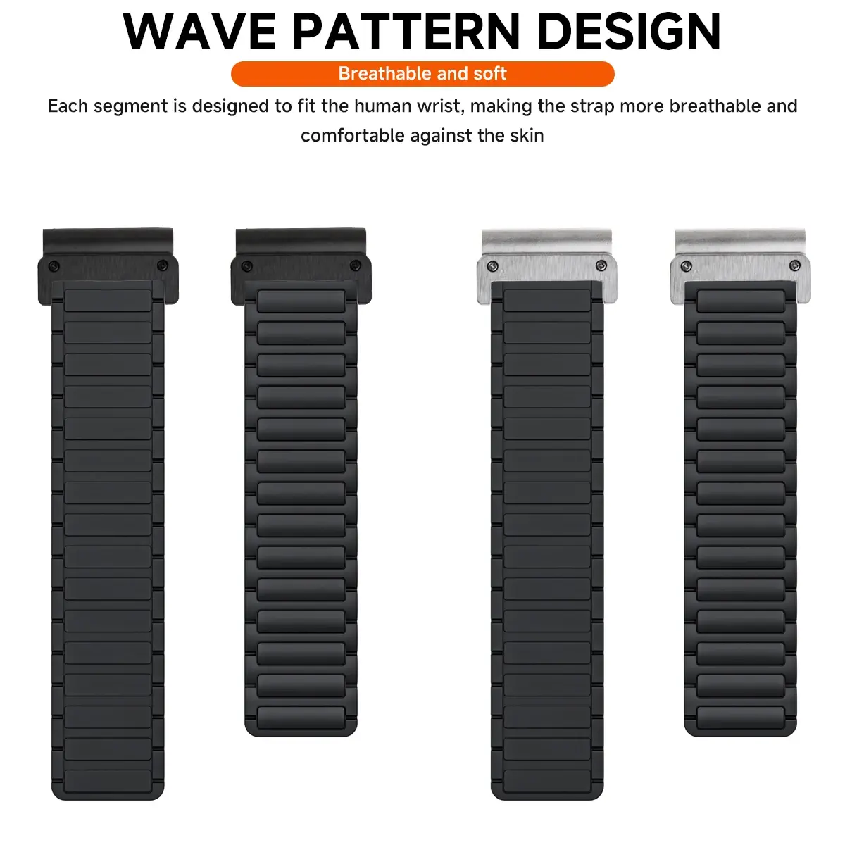 Quick fit Magnetic Silicone Band For Garmin 26mm Fenix 5X Plus 7X 6X Pro No Gaps Loop Sport  For Garmin Watch 3 HR Descent Strap