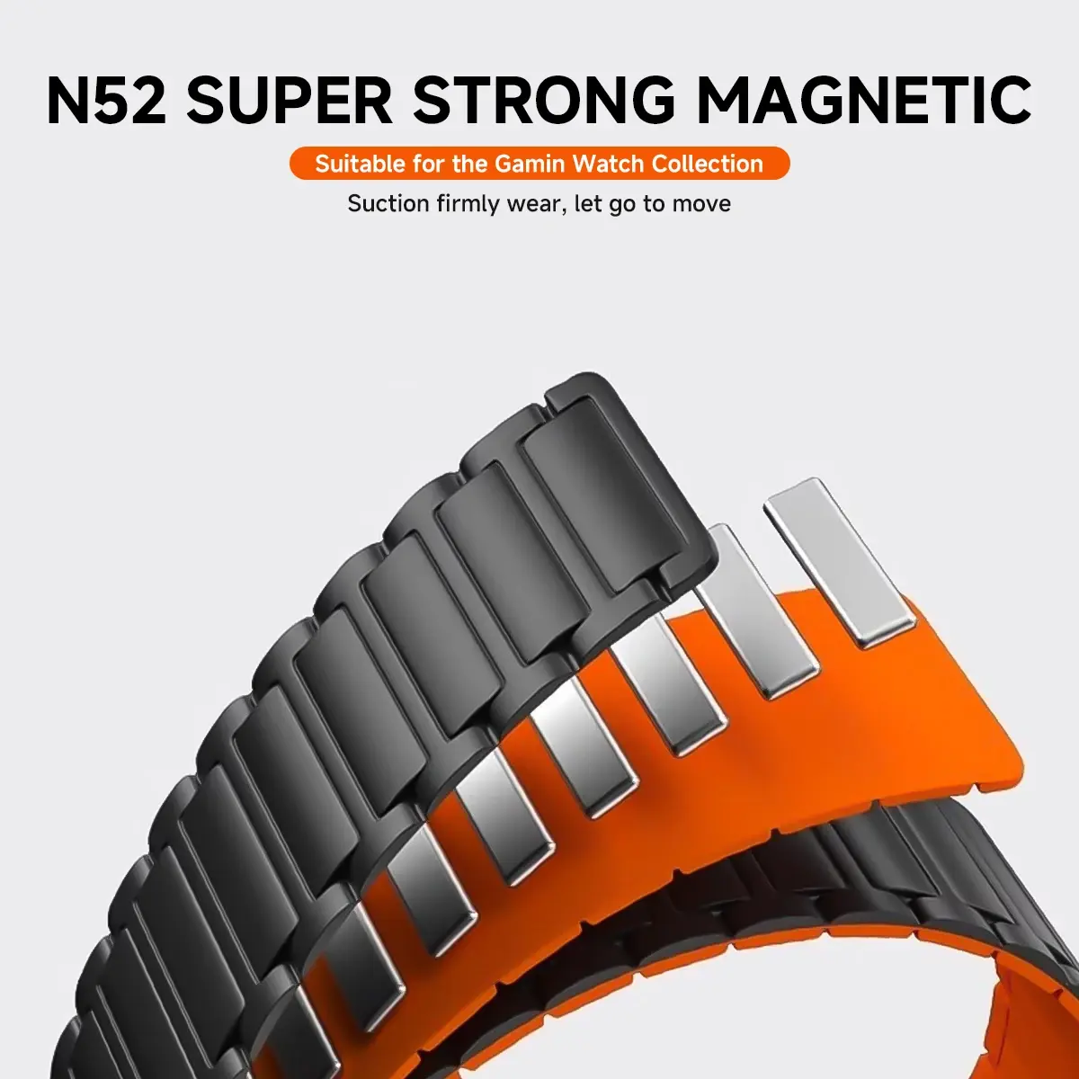 Quick fit Magnetic Silicone Band For Garmin 26mm Fenix 5X Plus 7X 6X Pro No Gaps Loop Sport  For Garmin Watch 3 HR Descent Strap