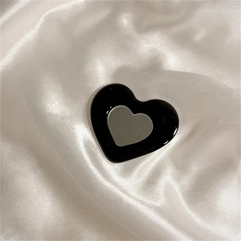Cosmetic Love Heart Make Up Mirror Bracket Phone Grip Tok Griptok Korea Holder Ring For iPhone 15 Accessories Phone Stand Holder