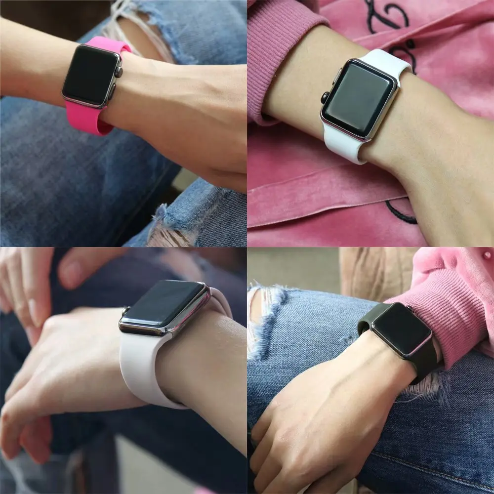 Silicone Strap for Apple Watch Series 3 4 5 6 SE 7 8 iWatch Bracelet 38mm 40mm 41mm 42mm 44mm 45mm 49mm Apple Wristband Ultra