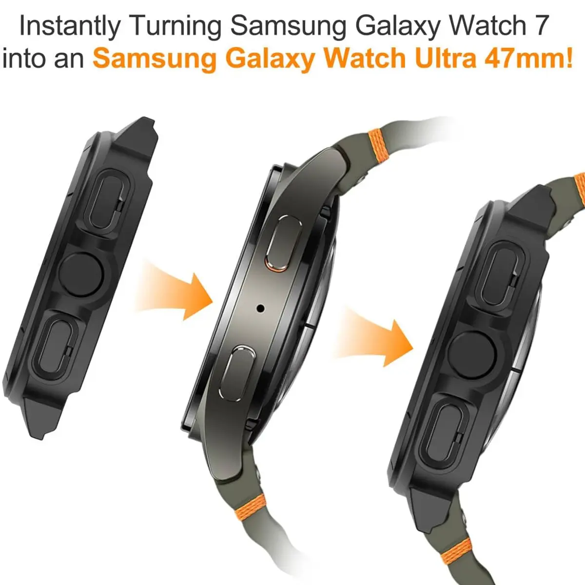 Glass+Case for Samsung Galaxy Watch 7 44/40mm Turning into Ultra 47mm Upgrade All-Around Protective Protector Cover Bumper