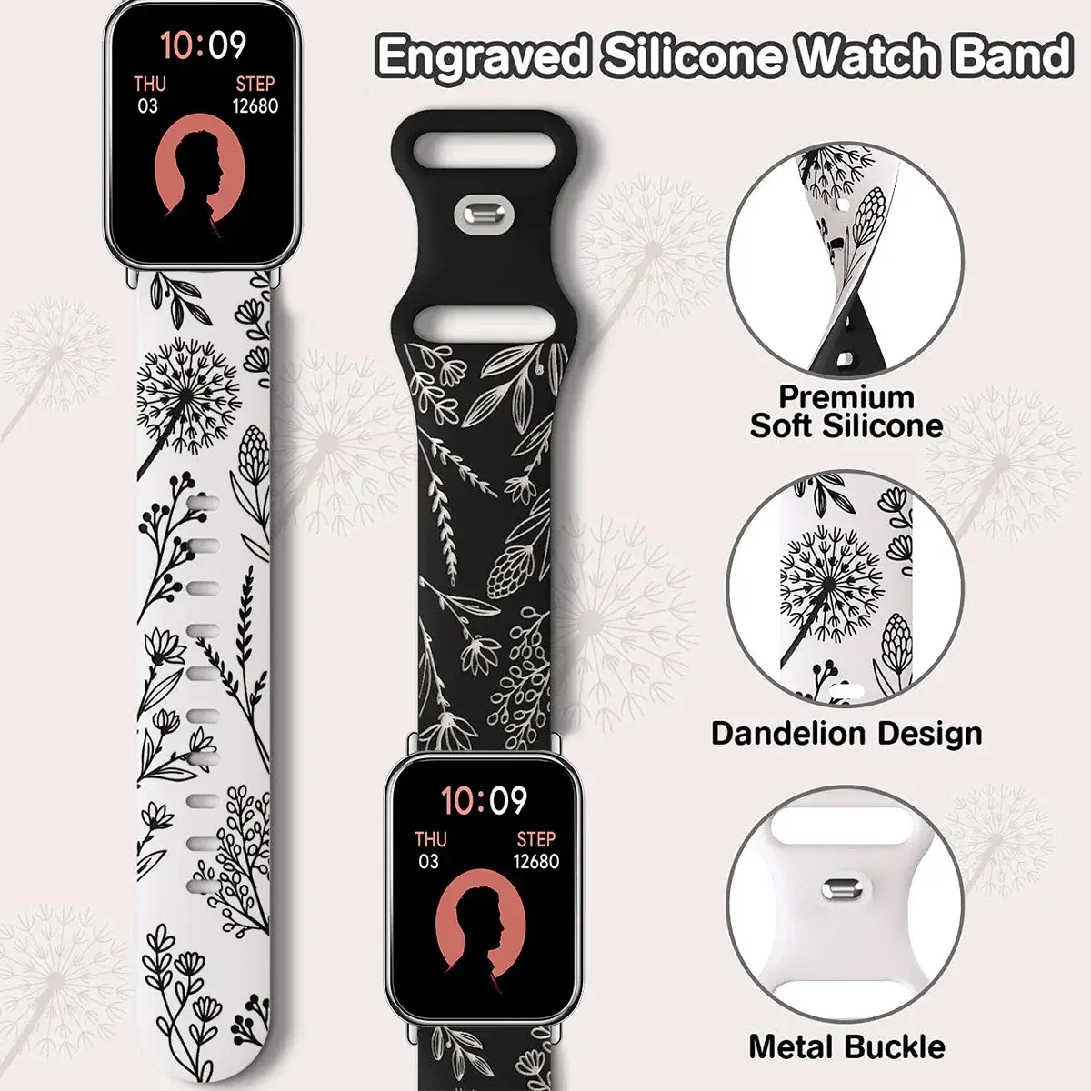 Silicone Strap Strap For Xiaomi Mi Band 9 Pro/8 Pro Two-Tone Dandelion Wristband Bracelet For Redmi Watch 4/5 Replacement Belt