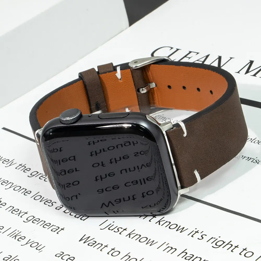 Strap for Apple Watch Ultra/2 49mm 38/40/41/S10-42mm 42/44/45/46/49mm Leather Watchband for iwatch 10 9 8 7 4 5 6 se Accessories