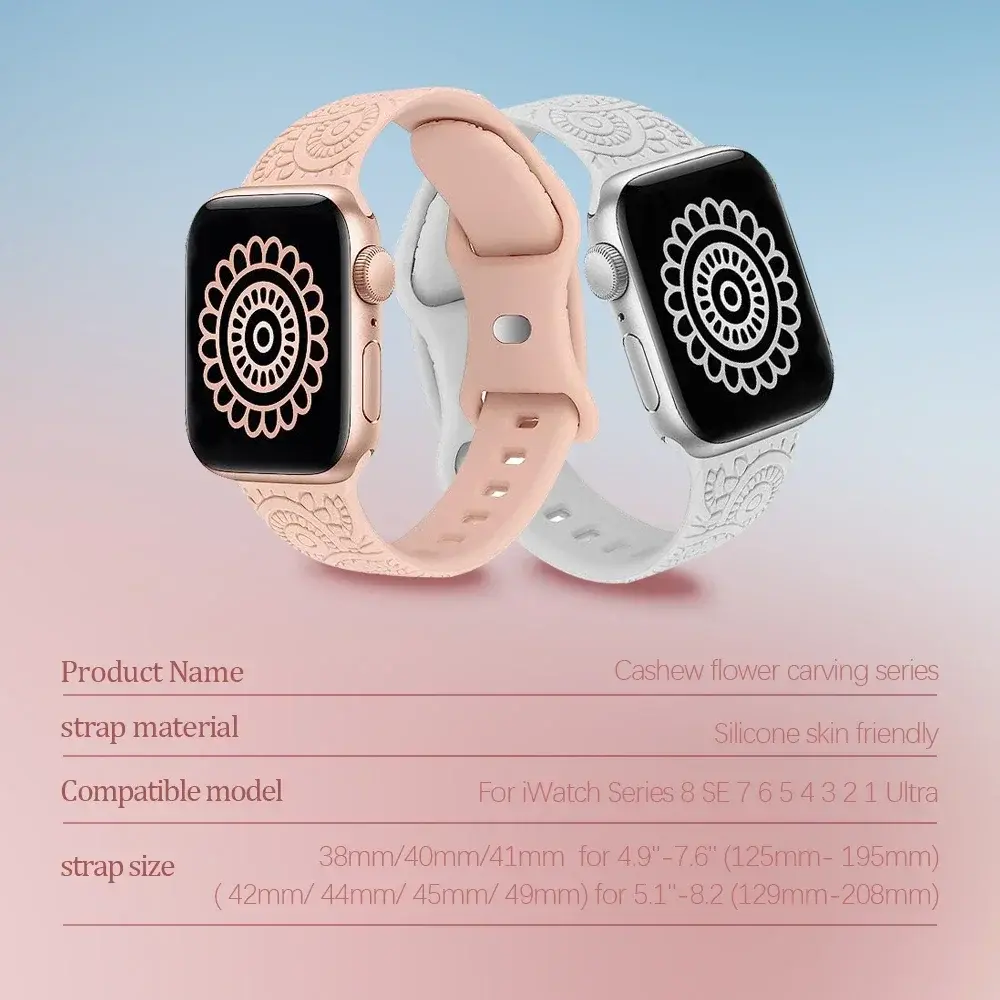 Engraved Strap For Apple Watch Ultra Band ultra 49mm 8 7 44mm 45mm 41mm 40mm 42mm Leopard silicone bracelet iwatch se 3 6 5 38mm