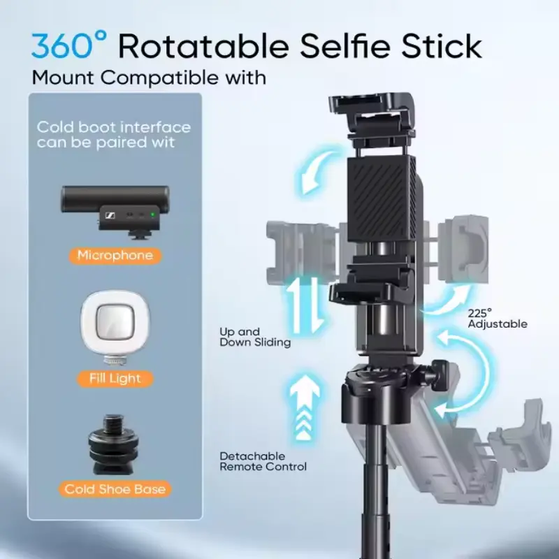 FGCLSY Newly Upgraded Design Mini Bluetooth Portable Telescopic Multifunctional Tripod Phone Selfie Stick