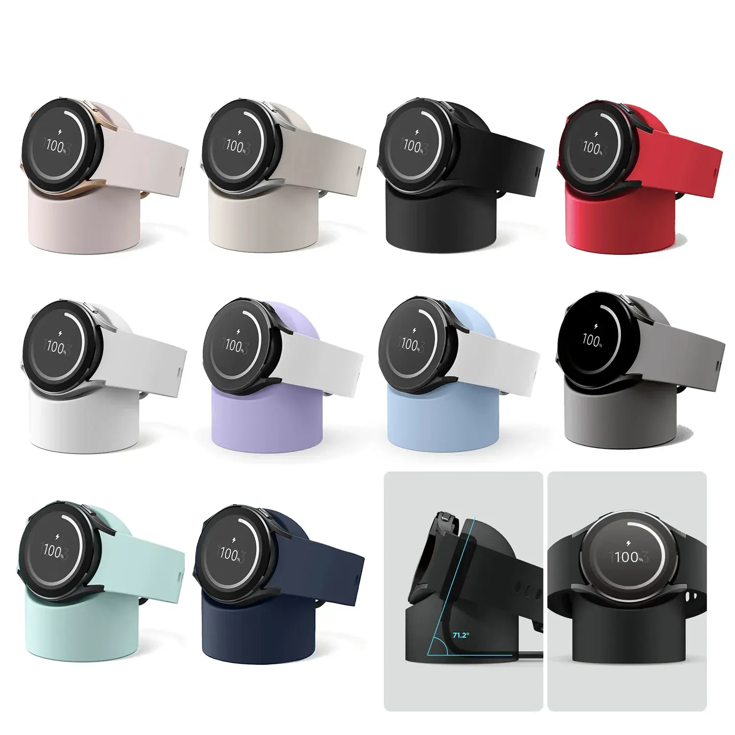 Compatible with For Samsung Galaxy Watch 7 4 3 6 5 Charger Stand 40 44 46mmGalaxy Watch3 4 6 5 Pro 7 Charger silicone Stand 45mm