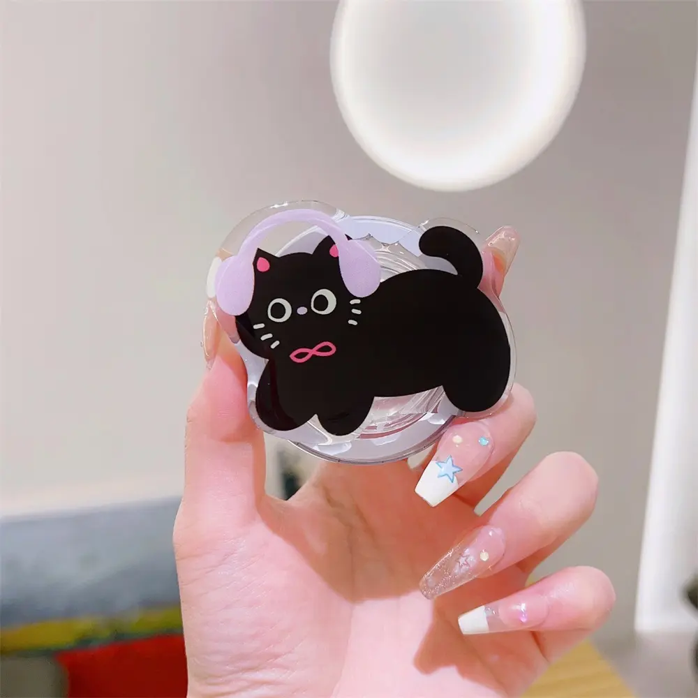 Korean Cute Cartoon For Magsafe Magnetic Phone Griptok Grip Tok Stand For iPhone 15 Foldable Wireless Charging Case Holder Ring