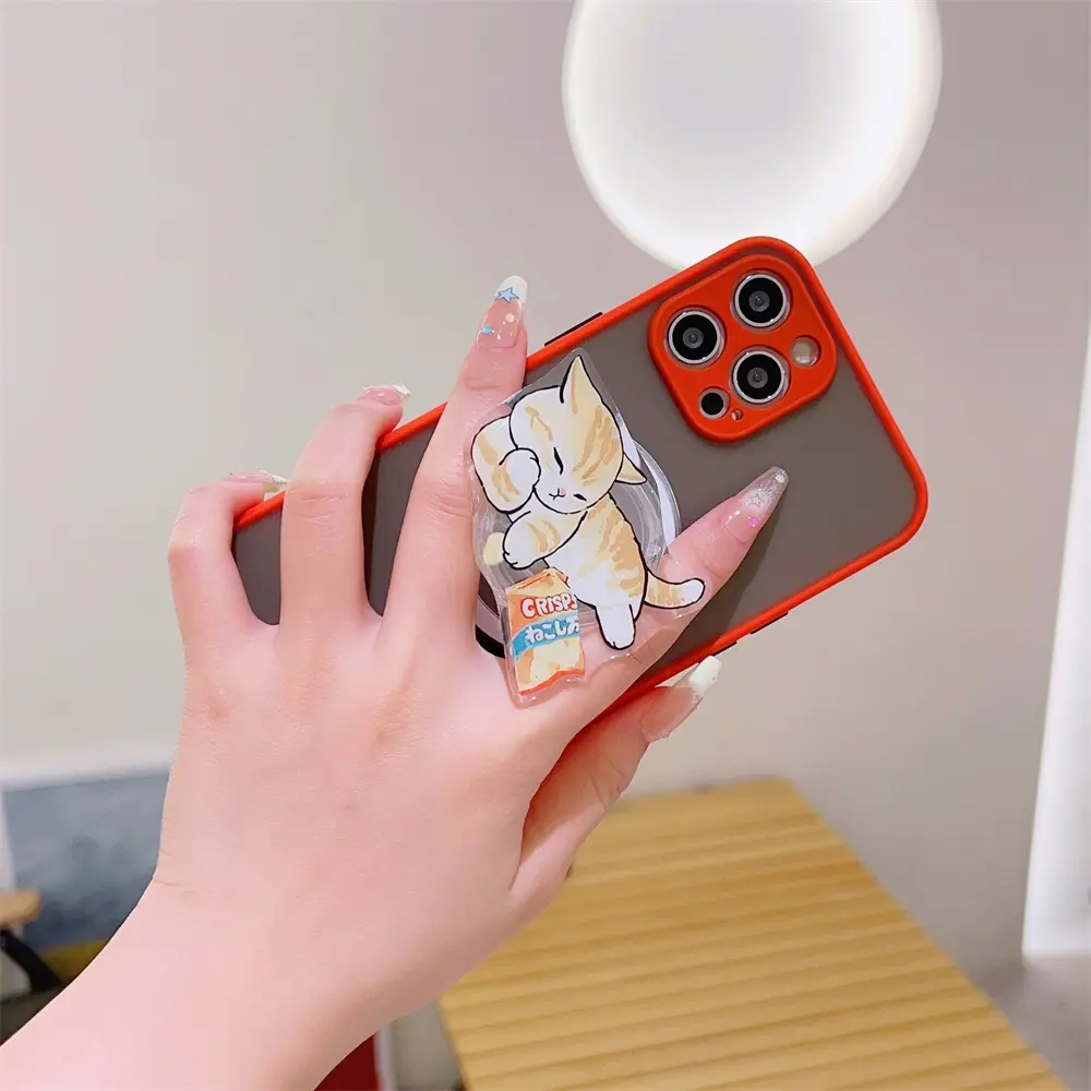 Korean Cute Cartoon For Magsafe Magnetic Phone Griptok Grip Tok Stand For iPhone 15 Foldable Wireless Charging Case Holder Ring