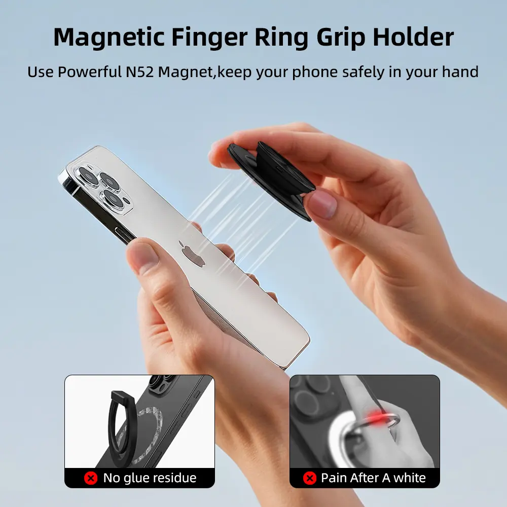 Magnetic CellPhone Grip Holder With Mirrors For iphone Sumsung Foldable Grip tok Socket Pocket Phone Finger Ring Griptok Stand