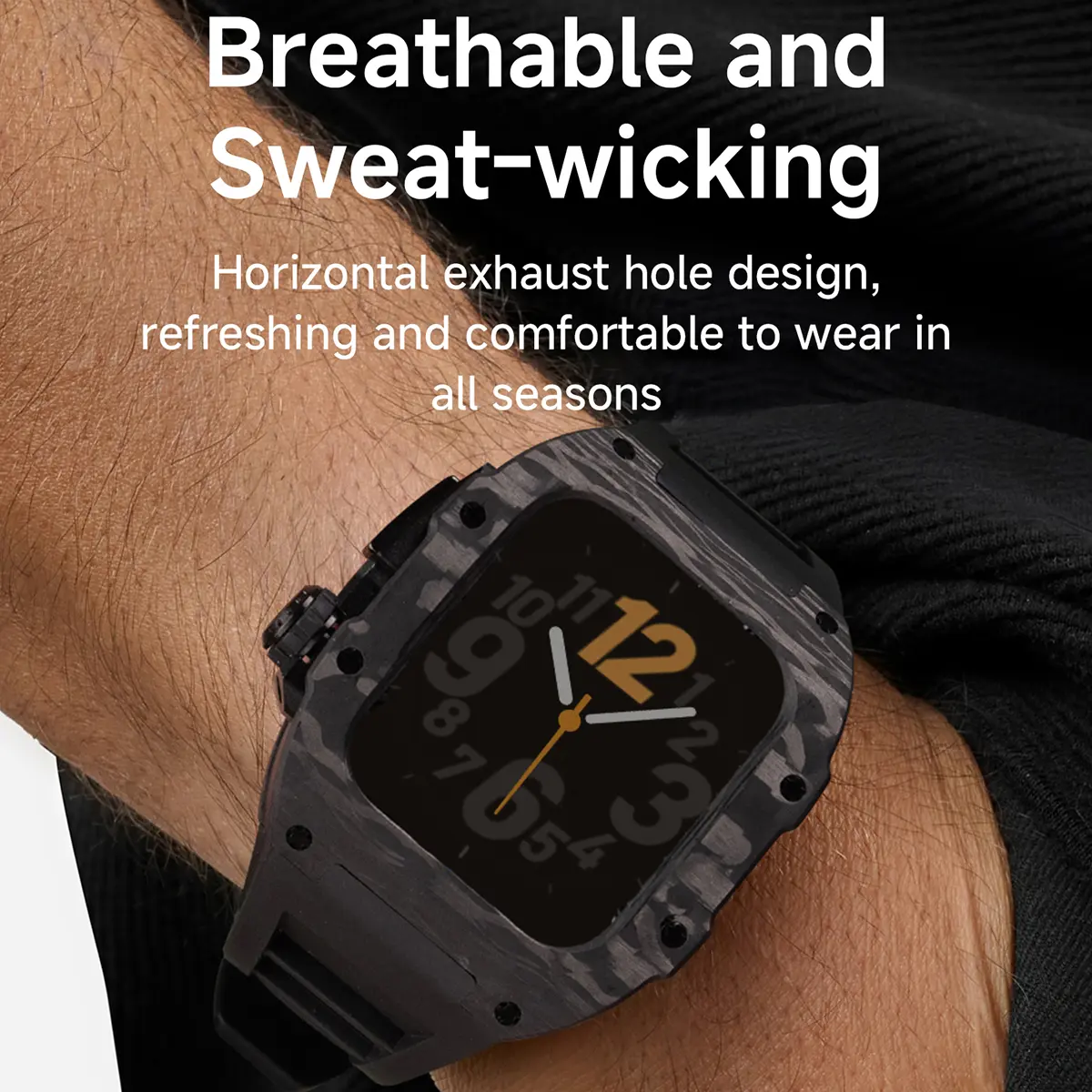 Luxury Modification Kit for Apple Watch 10 46mm Silicone Sport Strap Carbon Fiber Case Watch for IWatch Series 10 46mm