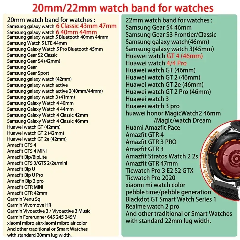 20mm 22mm Leather Silicone Strap For Huawei Watch GT 4 GT4 46mm Samsung Watch 4/5/6classic/gear s3 Sport Silicone Magnetic Band