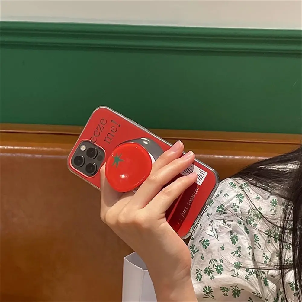 Korean Cute Vegetable Tomato Griptok Bracket Grip Tok for IPhone  Samsung Universal Accessories Phone Holder Ring Support Stand