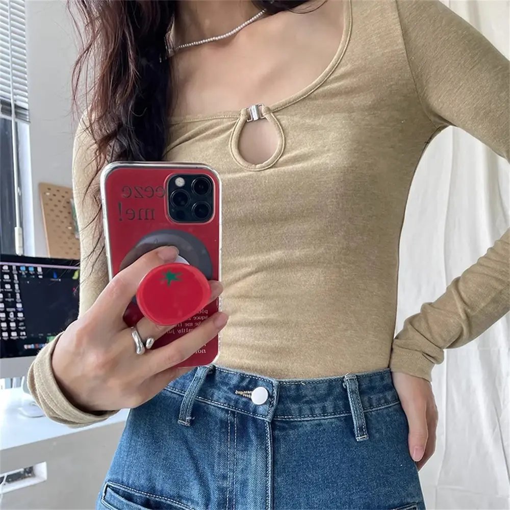 Korean Cute Vegetable Tomato Griptok Bracket Grip Tok for IPhone  Samsung Universal Accessories Phone Holder Ring Support Stand