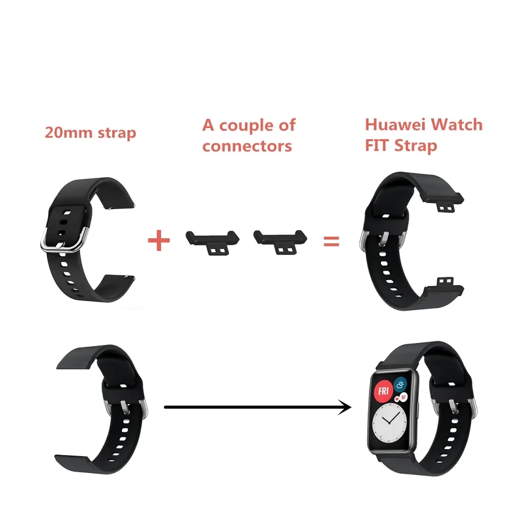 2PC Watch Strap Connector Adapters For Huawei watch fit 1 Replacement Metal Connector For Huawei Watch Fit1 Bracelet Accessories