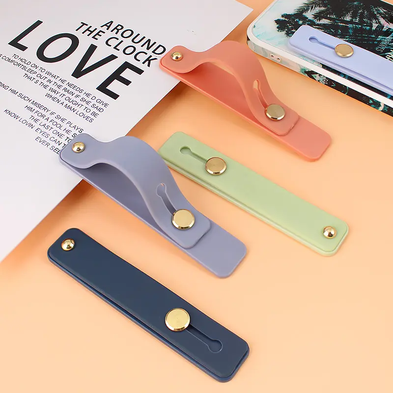 Wrist Band Hand Band Finger Grip Mobile Phone Holder Stand Push Pull Universal Plain Color Phone Socket Holder for iPhone xiaomi