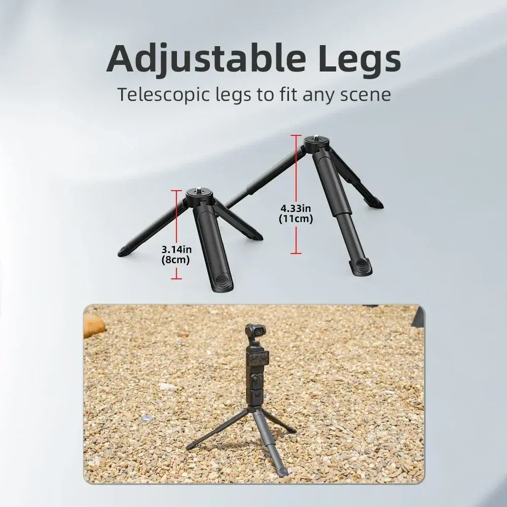 Flymile Extendable Mini Tripod For DJI Osmo Pocket 3, With 1/4 Screw Compatible With Phone Clip And Other Expansion Adapters