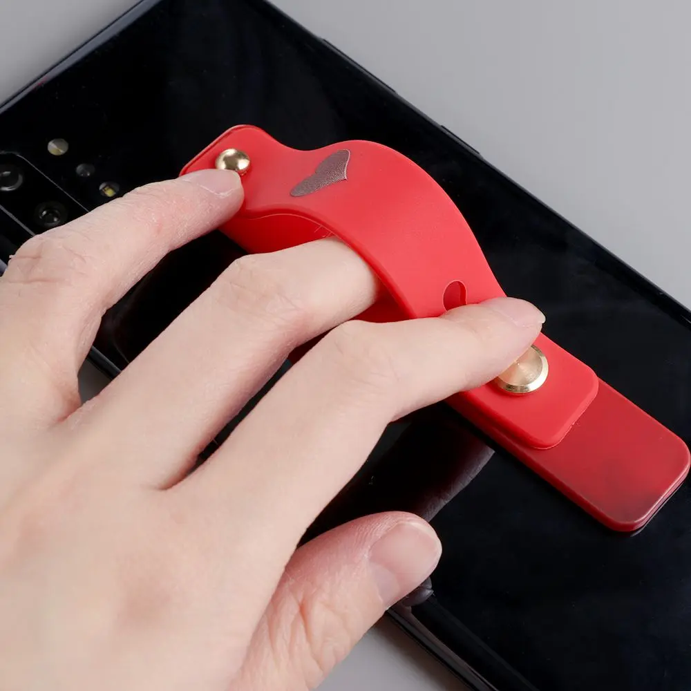 Candy Color Silicone Hand Band Phone Holder Finger Ring Push Pull Grip Stand