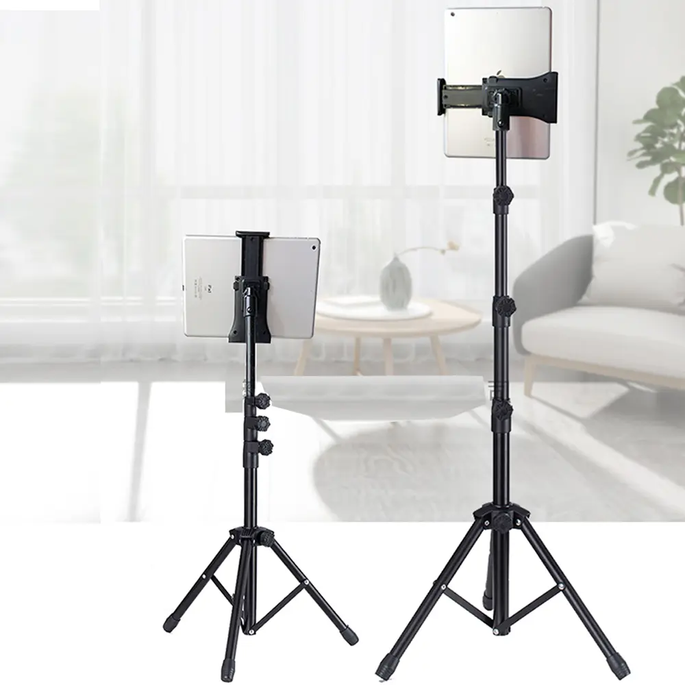 4-13 inch Tablet Tripod Mount Floor Stand, Height Adjustable 20-60 Inch Tablet Tripod Stand Mount for iPad Air Mini Samsung pad