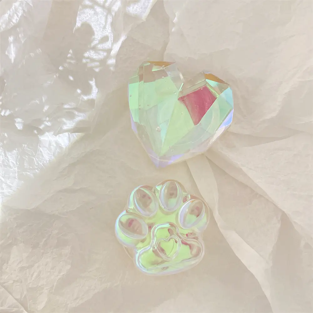Korea Cute 3D Glossy Flower Phone Grip Tok Griptok Korean Holder Ring For iPhone 14 Accessories Laser Heart Phone Stand Holder