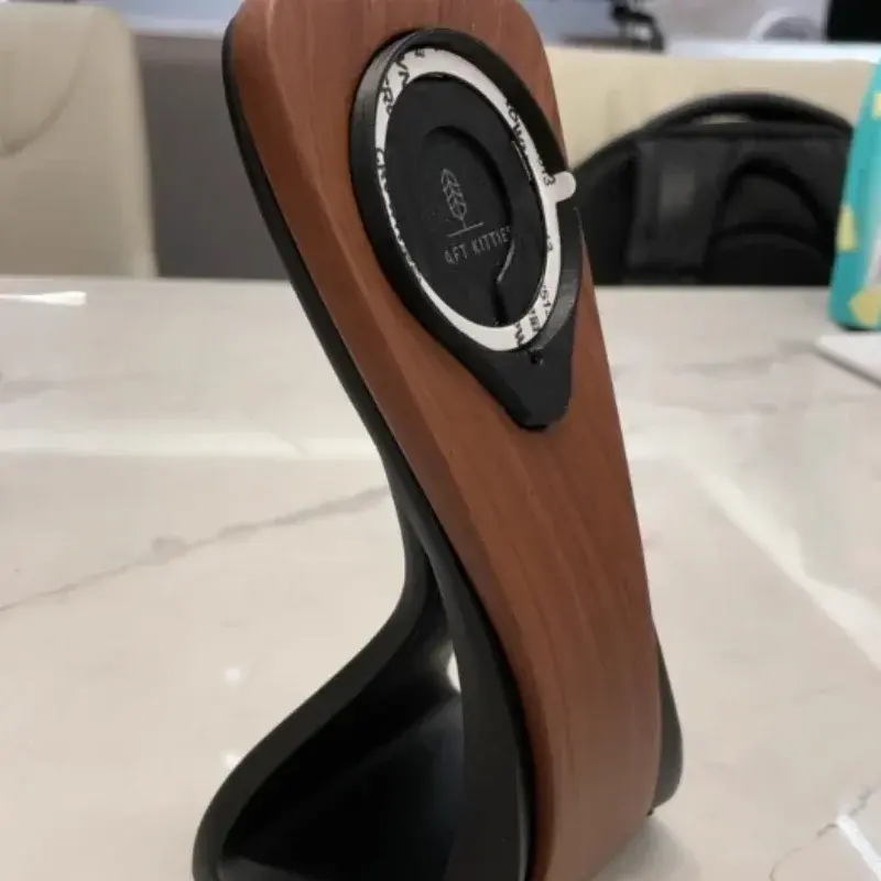 Msgsafe Mobile Phone Stand Custom Design Wooden Magnetic Charger Bracket Desktop Creative Lazy Wireless Charging Phone Holder