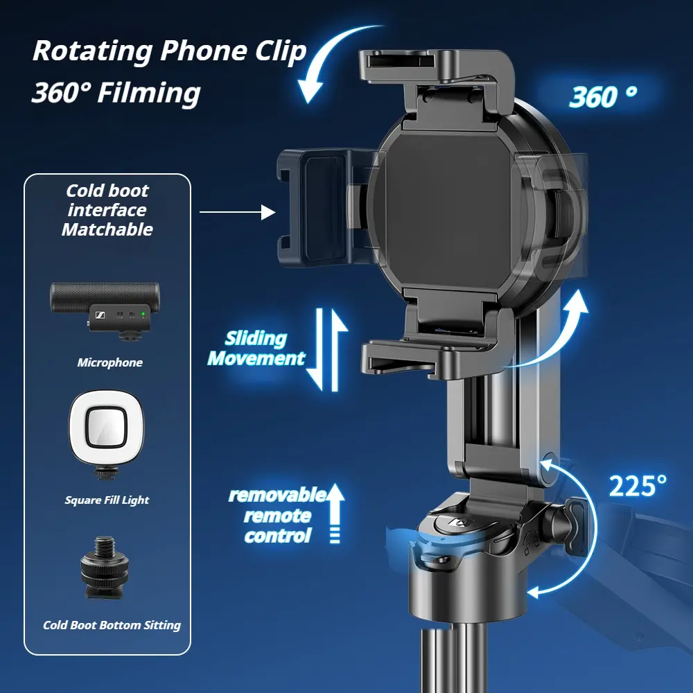 For Magsafe Phone Camera Grip Magnetic Design Mini Bluetooth Portable Telescopic Multi functional Tripod Phone Selfie Stick