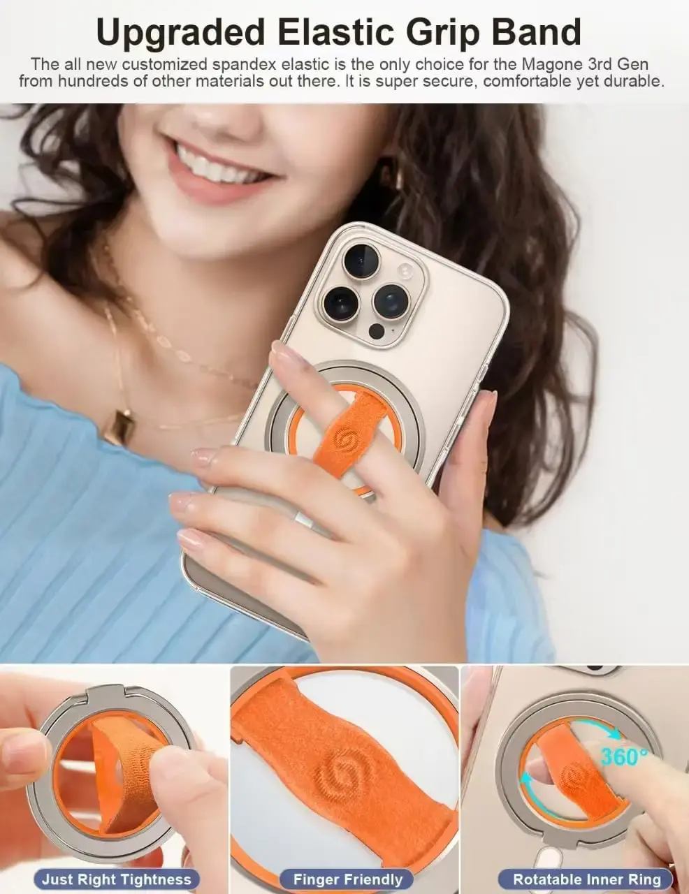 EWA MagOne 3rd Gen Magnetic Phone Holder Stand Magnet Finger Ring Socket for Magsafe Ring Holder for iPhone 16,15, 14, 13, 12