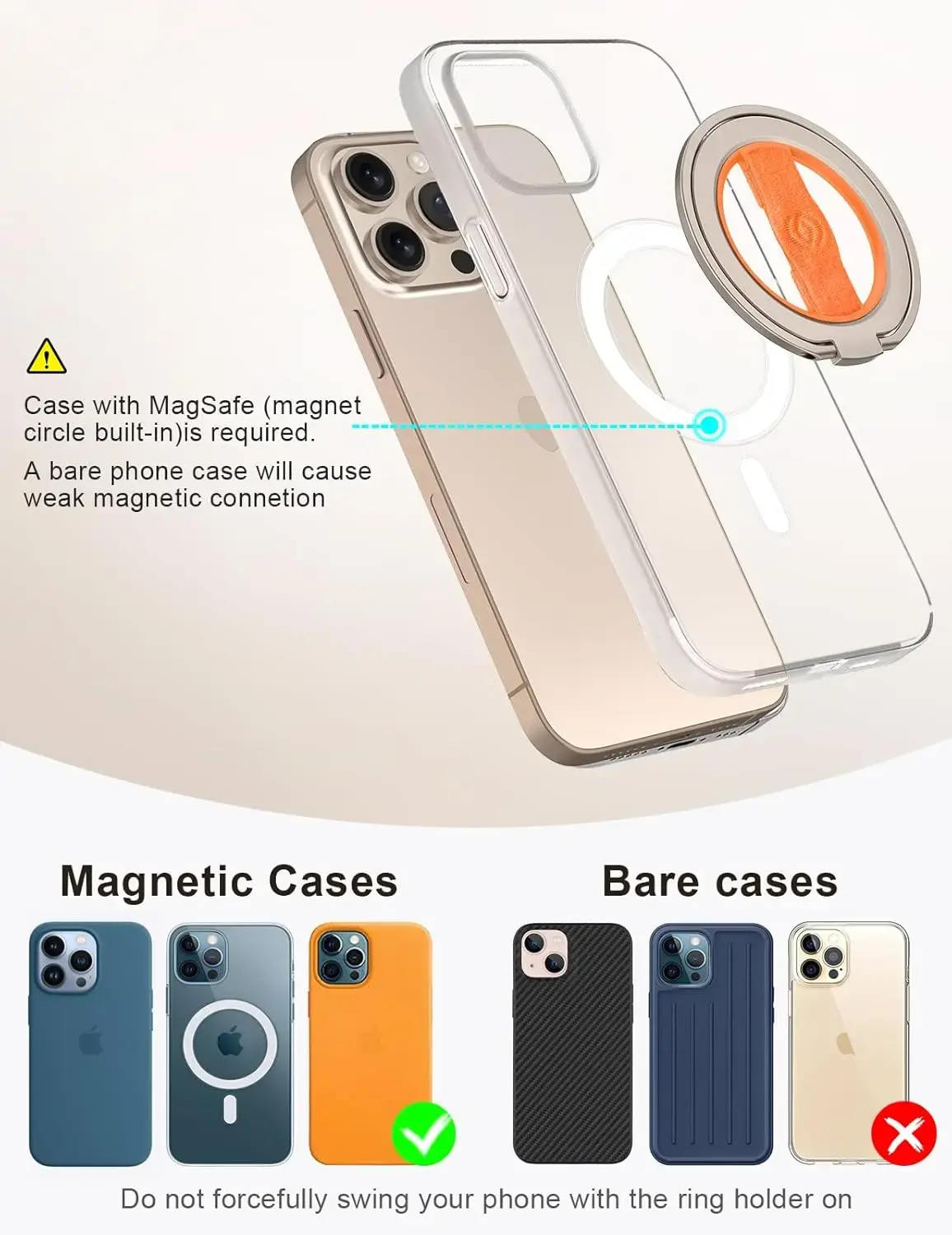 EWA MagOne 3rd Gen Magnetic Phone Holder Stand Magnet Finger Ring Socket for Magsafe Ring Holder for iPhone 16,15, 14, 13, 12