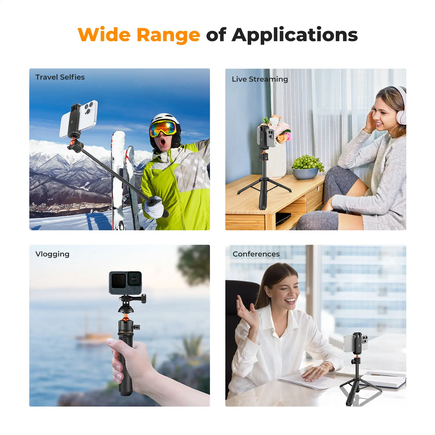 K&F Concept 60cm 3 in 1 Selfie Stick Desktop Stand BallHead Mobile phone Holder Tripod for Camera GoPro Bluetooth Remote Control