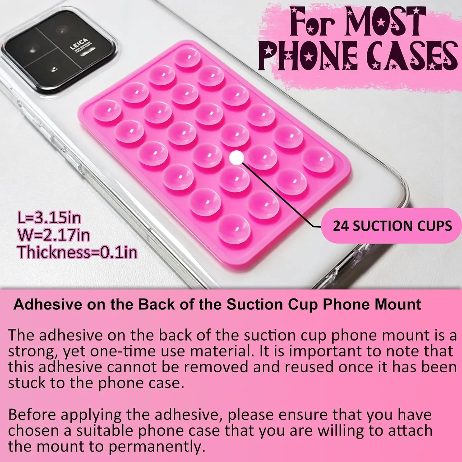 2 Pack Silicone Suction Phone Case Mount, Non Slip Sticky Phone Grip for CellPhone, Strong Grip Holder for Selfies and Videos