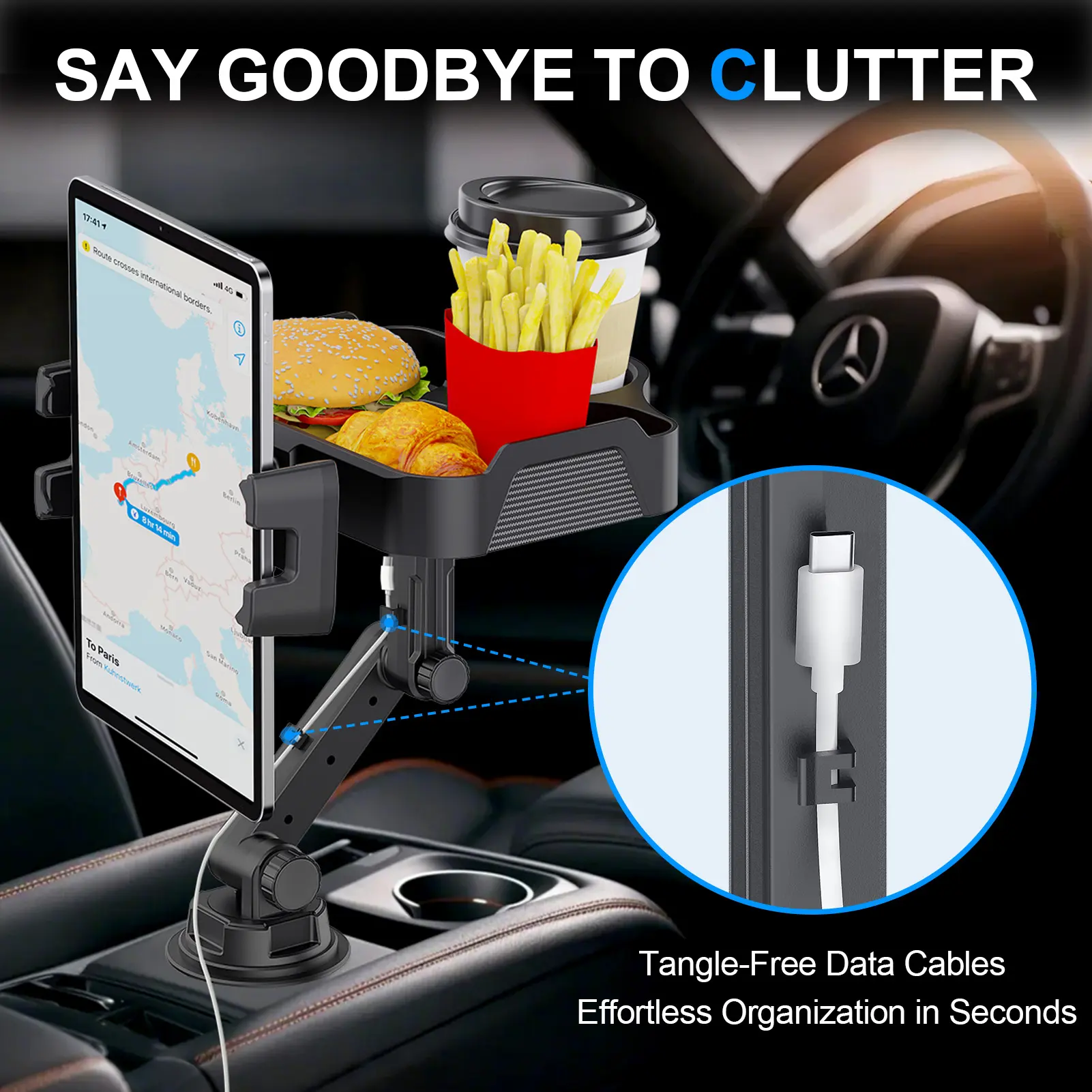 Car Cup Tablet Stand Phone Holder Extender Multifunctional Adjustable Drinking Bottle Holder Detachable CarHolder Storage Rack