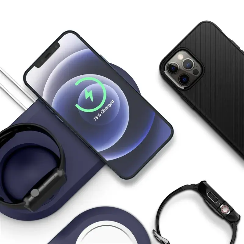 2in1 Charging Station Desktop Skin Silicone Charger Stand Holder Dock for Apple Watch 10 9 8 7 6 5 4 3 2 1 Ultra 2/SE iPhone 14