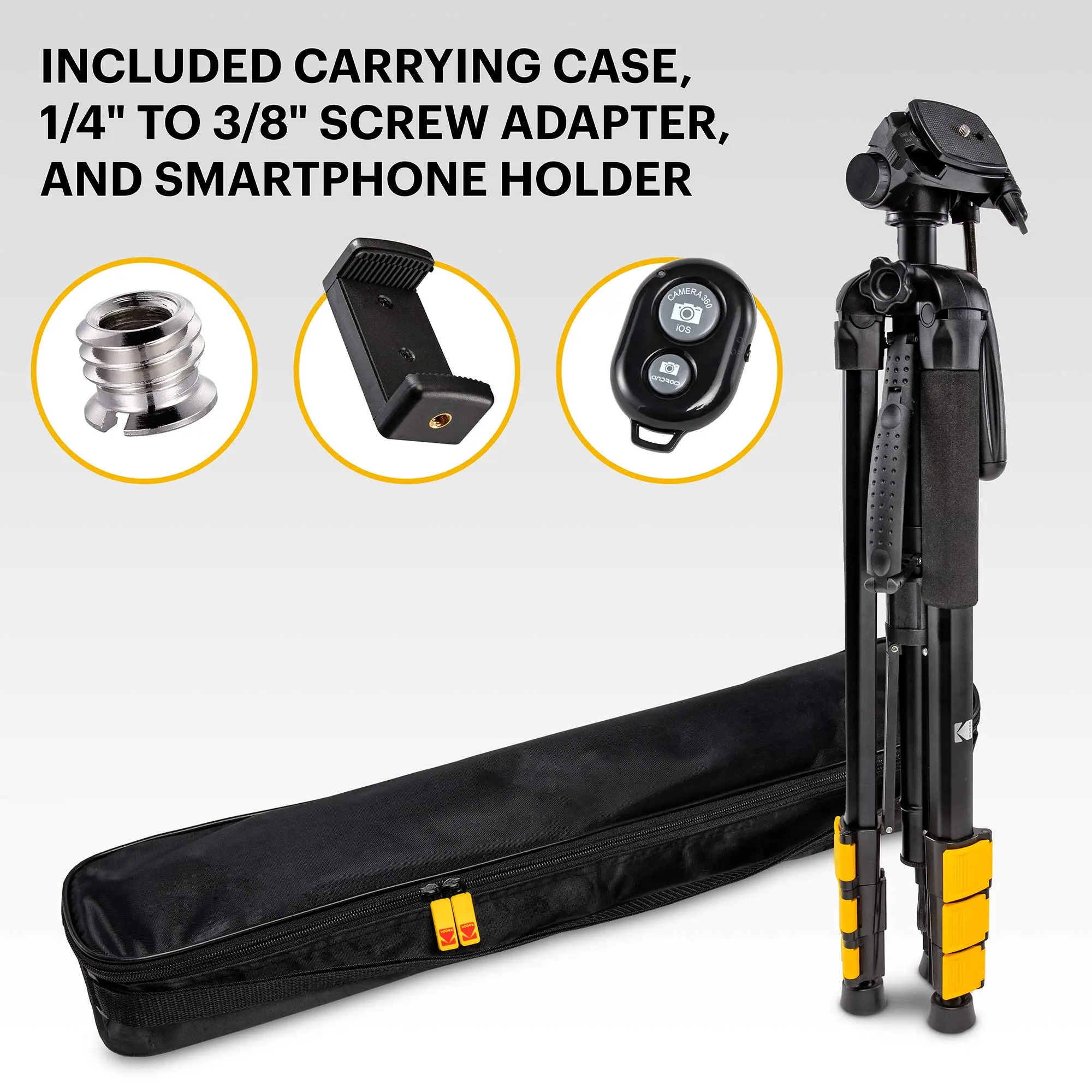 KODAK PhotoGear 2-in-1 Tripod & Monopod with Remote | Lightweight 70? 4-Section Flip-Lock, Converts to 64.5? Monopod | QuickRele