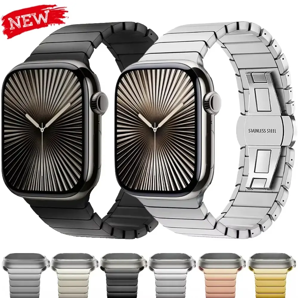 Metal Band For Apple Watch Strap Stainless Steel Watchband For Iwatch Series 10 46mm Ultra 49mm 42/44/45/40mm Business Correa