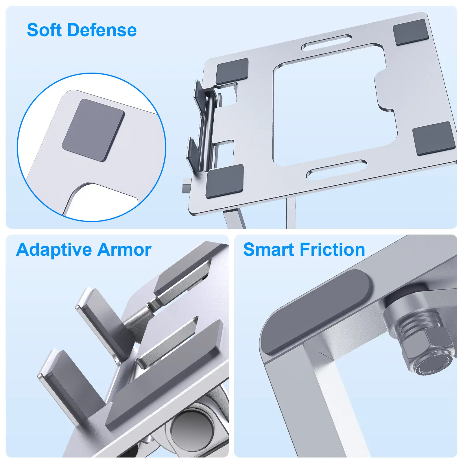 Portable Aluminum Tablet Stand Foldable Holder Desktop Adjustable Mount with Organizer Drawer Keyboard Storage for IPad Pro Air