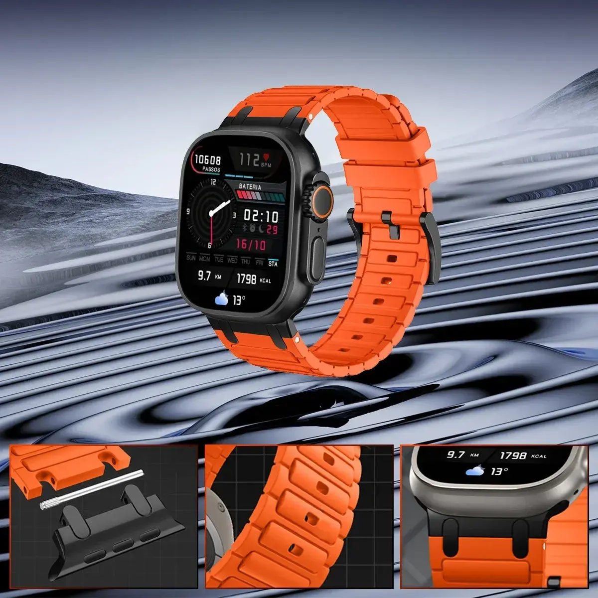 Silicone strap for Apple Watch Band Ultra 2 49mm 46mm 44mm 45mm 42mm 41mm 40mm 38mm for iwatch series 10 9 8 7 6 5 4 3 2 1se
