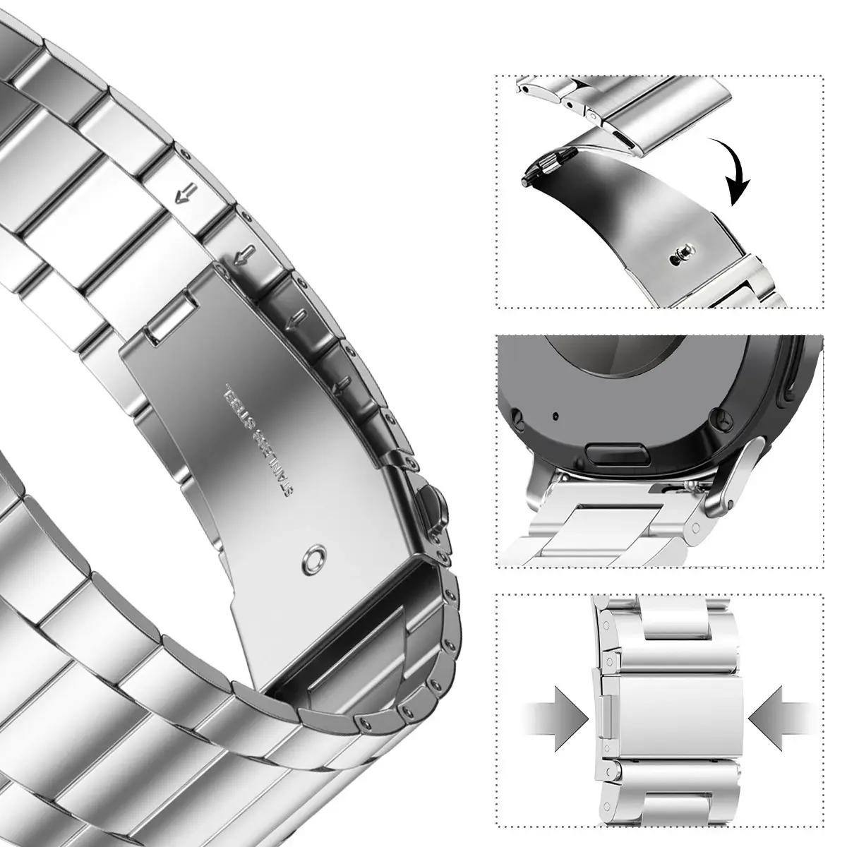 Metal Band For Samsung Galaxy 8 40 44 Ultra2 Stainless Steel Strap Bracelet Luxury Bussiness Band For Galaxy 8classic Accessorie