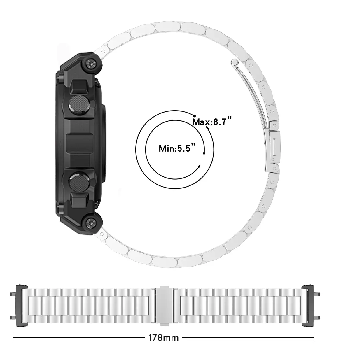 Stainless Steel Band for Amazfit T-rex 2 3 Ultra Watch Strap Metal for Amazfit Trex Pro T Rex Tyrannosaurus Smartwatch Bracelet