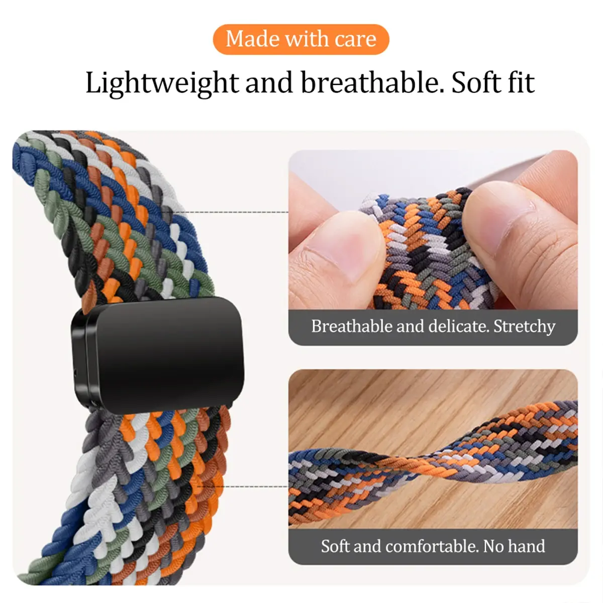 Magnetic Braided Nylon Loop Band for Xiaomi Redmi Watch 4 5 Strap Adjustable Sport Replacement Correa Bracelet Mi Band 9 8 Pro