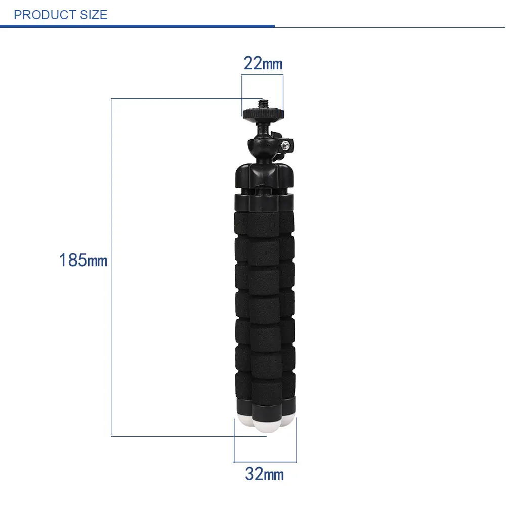 Mini Cell Phone Tripod with Cell Phone Holder Regular 1/4-20 Screw 360° Swivel Flexible Bendable Foam Tripod