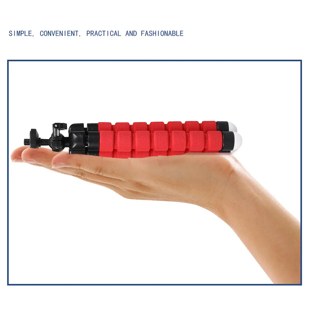 Mini Cell Phone Tripod with Cell Phone Holder Regular 1/4-20 Screw 360° Swivel Flexible Bendable Foam Tripod