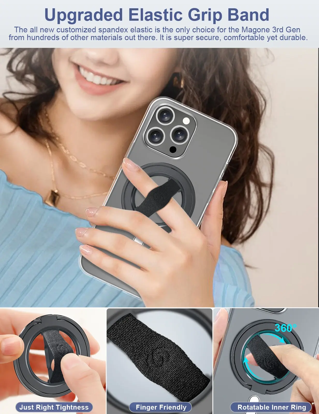 EWA MagOne 3rd Gen Compatible with MagSafe Phone Holder, Removable Magnetic Ring Holder Kickstand Ring for iPhone 16,15,14,13,